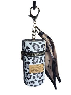 Sleutelhanger-Tashanger-Portemonnee-Lippenstifthouder-Kleine Item Organizer-Rits-Panter Zwart