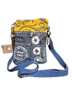 Tas-Denim-Canvas-Leer-gerecyclede jeans-dames-heren-Retro-Vintage-Streetwear-18 x 23 x 2 cm-Sunsa-small