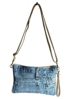 Giuliano-Tas-Clutch-Schoudertas-Crossbody-Handtas-Denim-Recyclede denim-Jeans-Leer