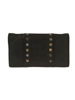 Juice-portemonnee-creditcardhouder-pasjeshouder-leer-gewassenleer-studs-dames-groot-Zwart-20cmx11cmx3cm