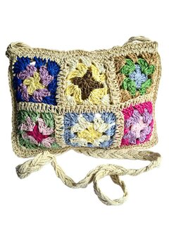 Tasje-Raffia-Crochet-Granny square-Naturel-Bohemian-Riet-Zeegras-27cmx21cmx1cm