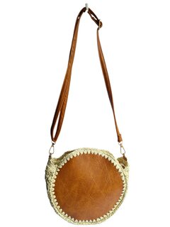 Tasje-Met raffia-Naturel-Bruin-Rond-Bohemian-Riet-Zeegras-21cmx21cmx10cm