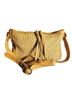 Bull & Hunt-Tas-Crossbody-Schouder tas-Leer-Gewassen leer-Gevlochten leer-31cmx19cmx6cm- Yellow