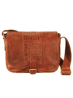 Bull & Hunt-City-Big-Tas-Leer-Crossbody tas-Schouder tas-1 tas 2 stijlen-34cmx25cmx12cm-Cognac