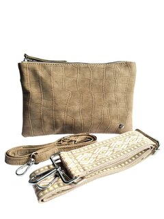 Sunset-Crossbody-Schouder-Tasje-suèdine look-kroko-Taupe-20cmx15cmx3cm