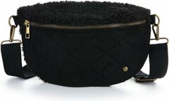 Sunset Fashion-Crossbody-Heup-Tasje-Teddy-Suedine-18cmx30cmx5cm-Zwart