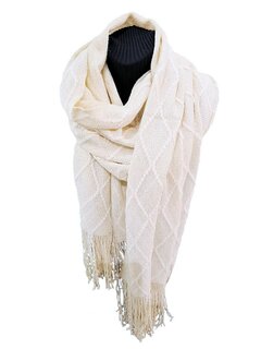 Sjaal-Dik-Groot-Stola-Soft touch-Sparkle-Fijn gebreid-190x60cm-Creme