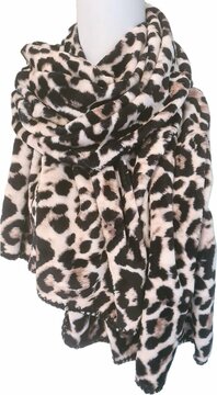 Fashion Kingdom-Sjaal-Stola-Groot-Fluffy-Soft touch-Panter-100% viscose-185x60cm