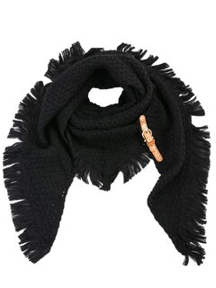 Sunset-Omslagdoek-Driehoeksjaal-Groot-Soft touch-Grof gebreid- Riempje-230x90-Zwart