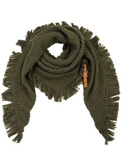 Sunset-Omslagdoek-Driehoeksjaal-Groot-Soft touch-Grof gebreid- Riempje-230x90-Leger groen