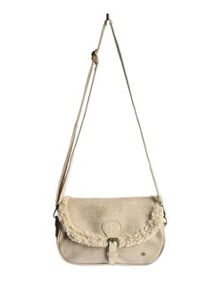 Sunset Fashion-Crossbody-Schouder-Tasje-Teddy-Suedine-17cmx25cmx10cm-Beige