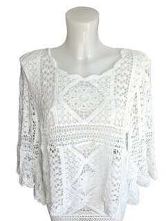 Trui-Ruit-3/4 mouw-Gehaakt-Bohemian-Boho style-Katoen