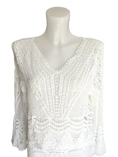 Trui-V-3/4 mouw-Gehaakt-Bohemian-Boho style-Katoen