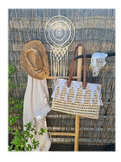 Tas-strand tas-Beach bag-Riet-Macrame-Handmade-Ibiza style-Bohemian style-Uniek design-2
