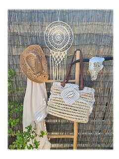 Tas-strand tas-Beach bag-Riet-Macrame-Handmade-Ibiza style-Bohemian style-Uniek design-3