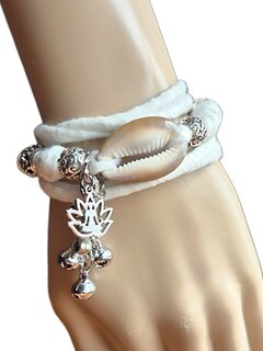 Armband-wikkel-kralen-Bedel-schelp-Bohemian style-Ecru