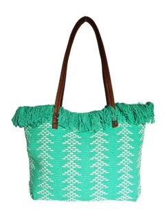 Beach bag-schoudertas-strandtas-Aztek print-100% katoen-48cmx34cmx15cm-Mint