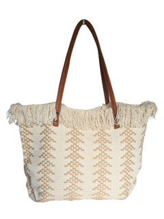 Beach bag-schoudertas-strandtas-Aztek print-100% katoen-48cmx34cmx15cm-Naturel