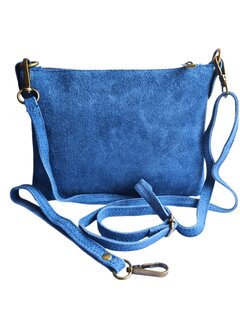 Giuliano-Tas-Schouder-crossbody-Clutch-Suède-Echt leer-22cmx16cmx4cm-Blauw
