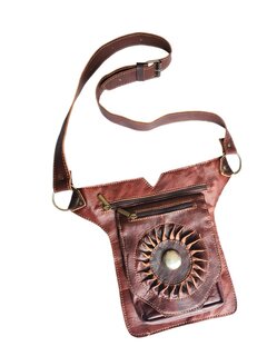 Festival-Heup tasje-Crossbody tasje- Cross over-echt leer-Sun-Bohemian style-Boho style-24cmx17,5cmx5cm-2