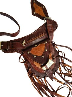 Festival-Heup tasje-Crossbody tasje- Cross over-echt leer-Fringe-Bohemian style-Boho style-22,5cmx15cmx5cm-2