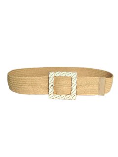 Elastische riem- Stretch-Schelpjes-Geweven-Ibiza style-Bohemian style-Boho style-Naturel-90 cm >150cm
