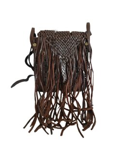 Festival-tasje-Crossbody tasje-Echt leer-Fringe-Bohemian style-Boho style-Gypsy style-Dark Brown-18cmx21cmx5cm