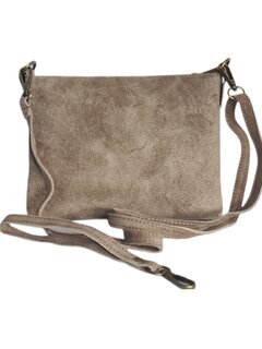 Giuliano-Tas-Schouder-crossbody-Clutch-Suède-Echt leer-22cmx16cmx4cm-Taupe