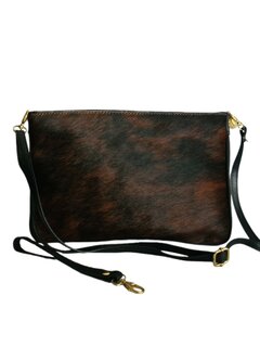 Cow bag-Tas-Schouder-crossbody- Clutch-Echt leer-Soepel leer-Cow-19cmx30cmx1cm-Zwart