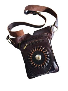 Festival-Heup tasje-Crossbody tasje- Cross over-echt leer-Sun-Bohemian style-Boho style-24cmx17,5cmx5cm-5