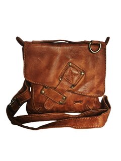 Ven Tomy-Schoudertas-crossbody-Hoogwaardig leer-Gewassen leer- Soepel leer-Vintage-Natuurlijk bruin-19cmx19cmx7cm