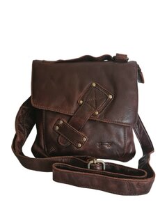 Ven Tomy-Schoudertas-crossbody-Hoogwaardig leer-Gewassen leer- Soepel leer-Vintage-Bruin-19cmx19cmx7cm