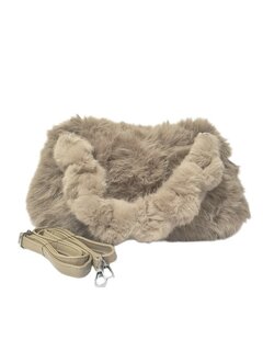 Maria C-Shoudertas-Crossbody-Zacht-Fluffy-Taupe-39cmx24cmx12cm