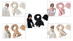 Fashion Kingdom-Sjaal-Muts-Set-fluffy-Soft touch-100% Viscose-Groot-40cmx200cm